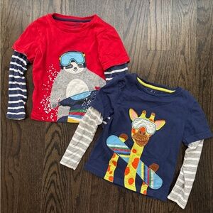 Mini Boden bundle -Kids' Animal Graphic winter sports themed Shirts 2-3y